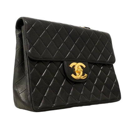 Chanel Shoulder Bag Big Quilted Lambskin Black Gold — view 2