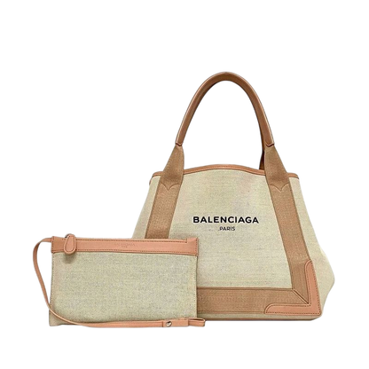 Balenciaga Tote Bag Navy Cabas Su Natural White Pink