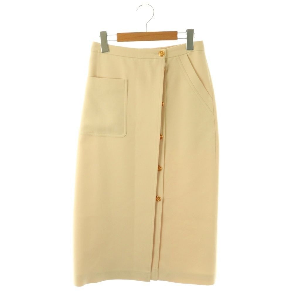 Gucci GG Button Wrap Skirt Tight Silk Blend Long 38 Light Beige CX