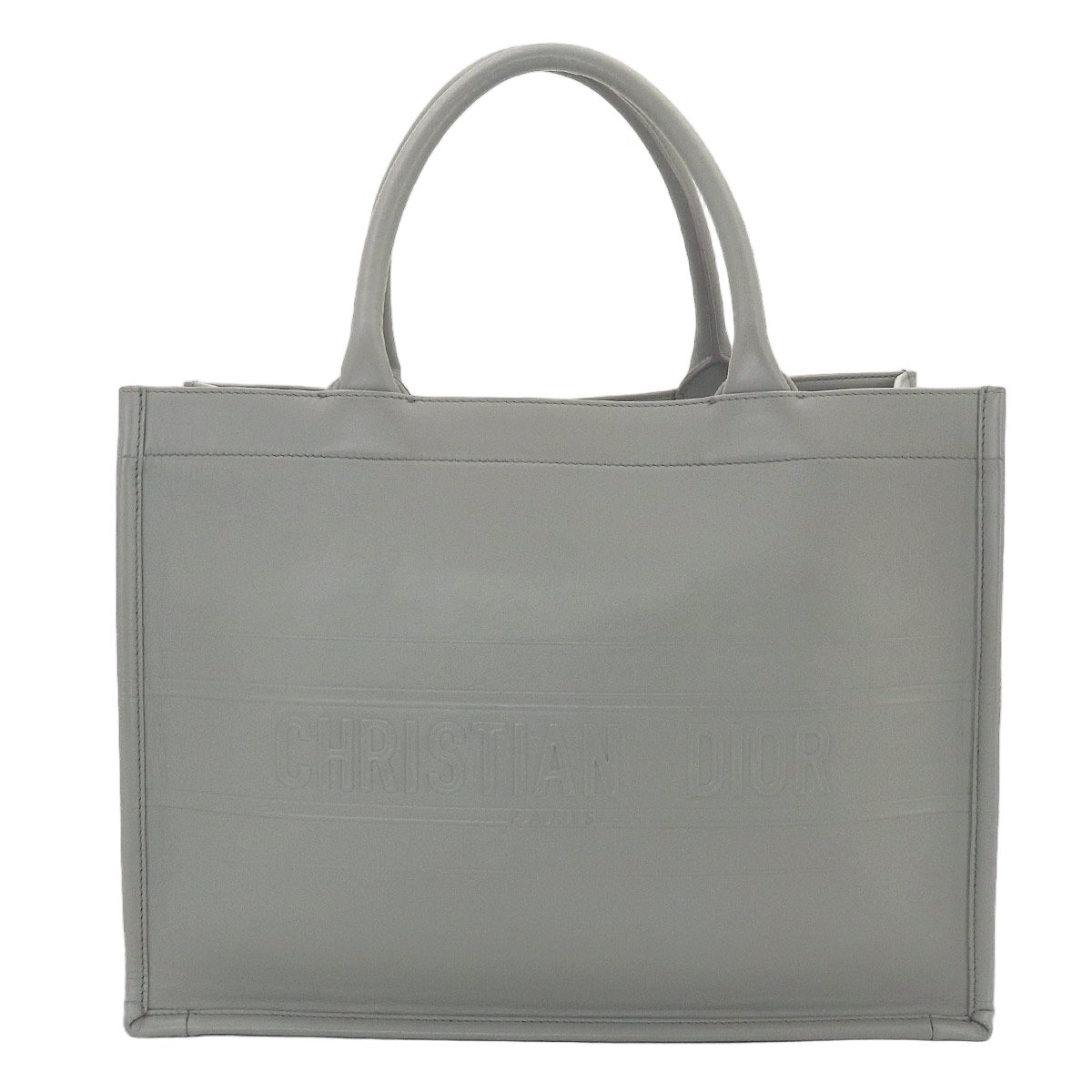 Dior Book Tote Leather Gray Medium