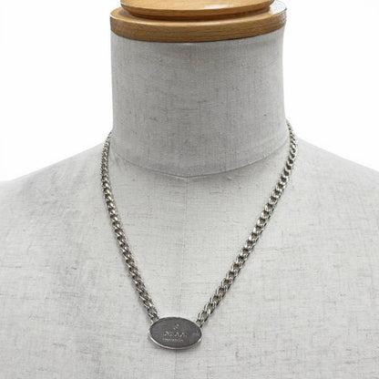Gucci Trademark Oval Plate Chain Necklace Silver Weight — view 2