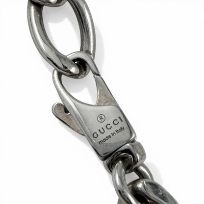 Gucci Trademark Oval Plate Chain Necklace Silver Weight — view 5