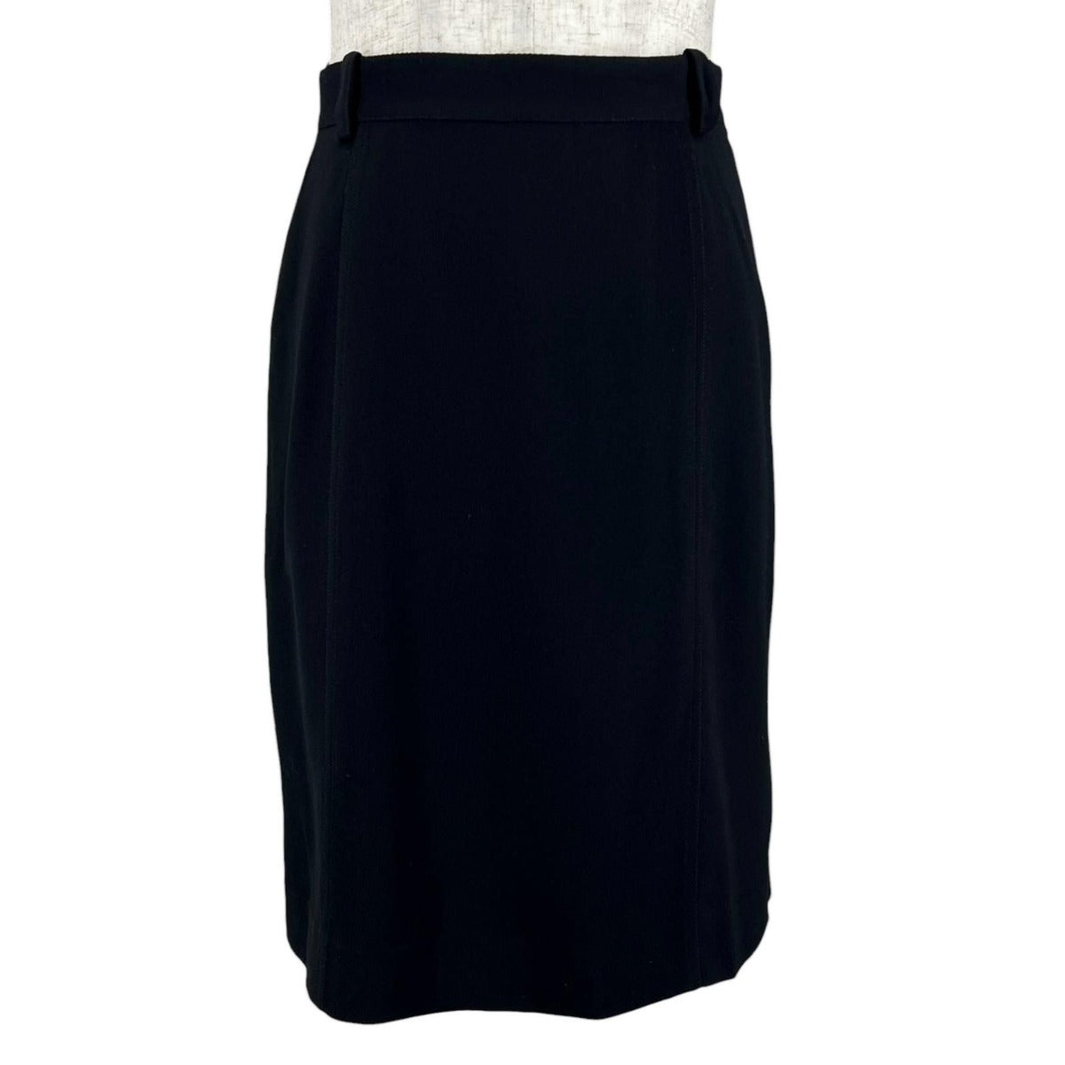 Chanel Vintage Wool Lining Silk CC Logo Button Skirt Black 36