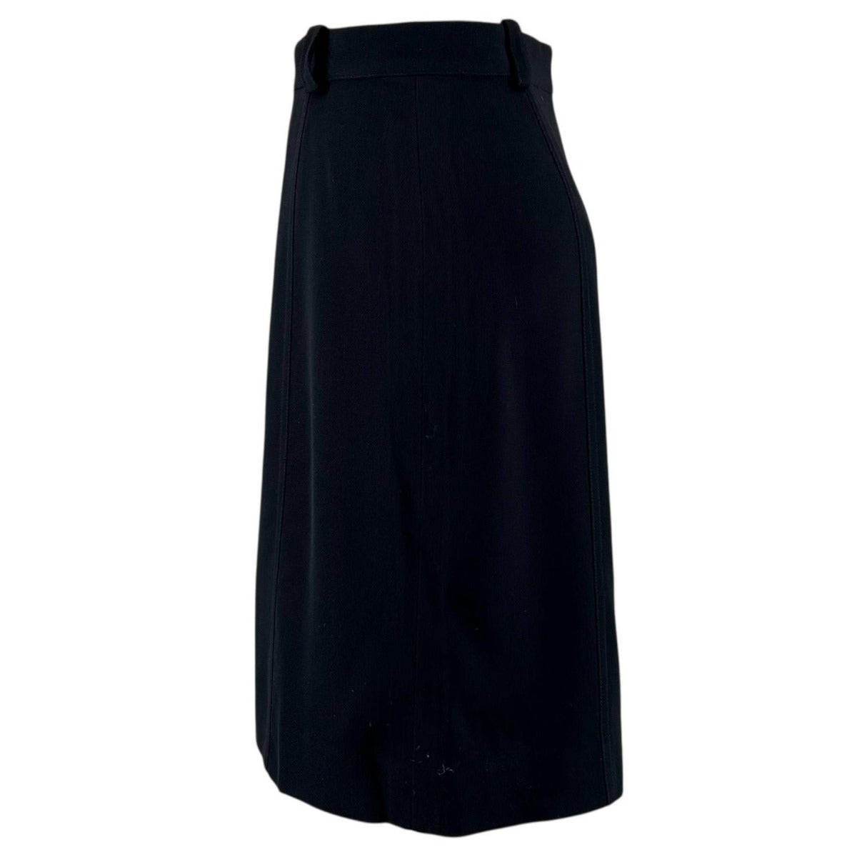 Chanel Vintage Wool Lining Silk CC Logo Button Skirt Black 36 — view 2