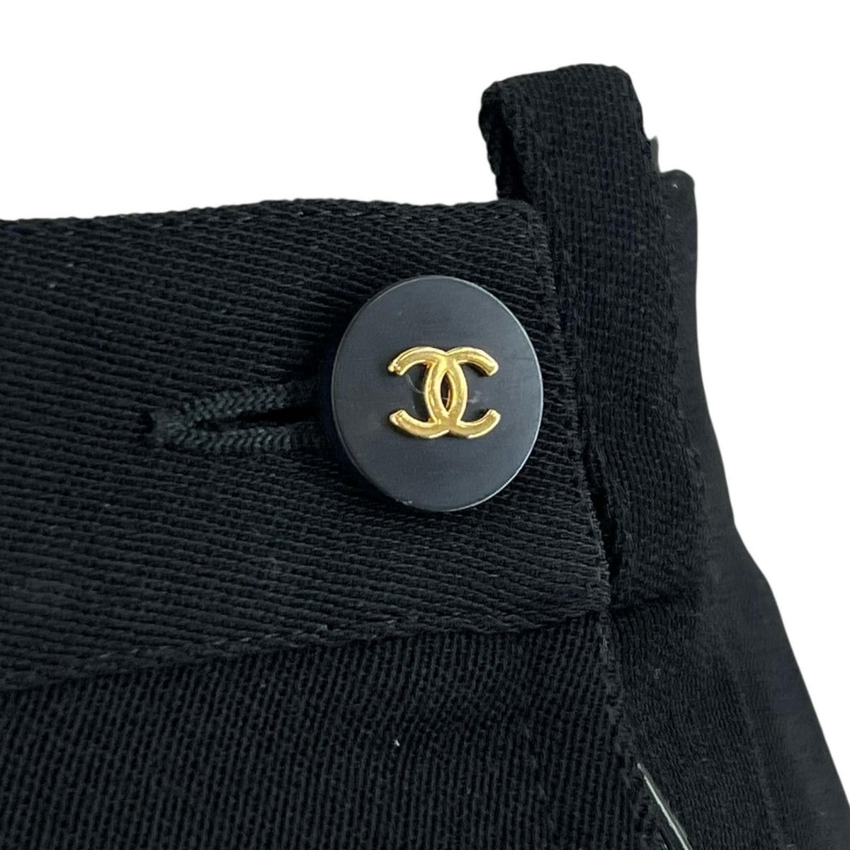 Chanel Vintage Wool Lining Silk CC Logo Button Skirt Black 36 — view 5