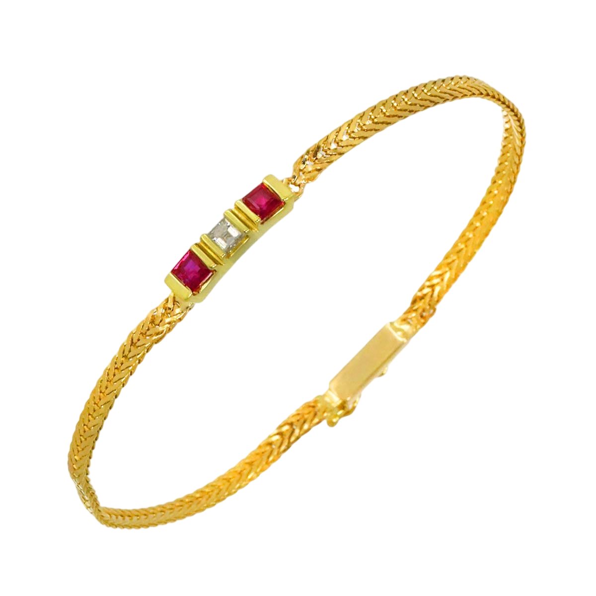 Tiffany & Co Diamond Ruby Bracelet 16.5 14k Yellow Gold