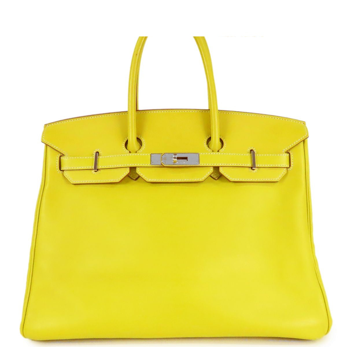 Hermes Birkin 35 Lime Silver Swift Handbag