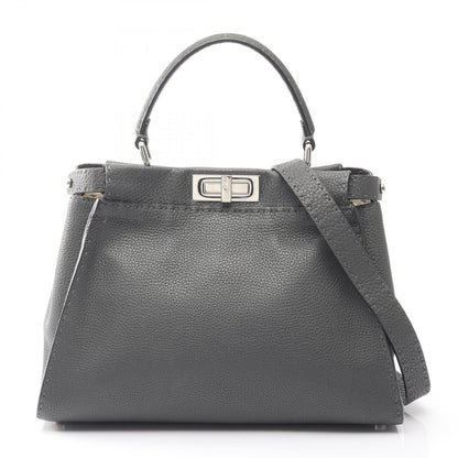 Fendi Handbag Peekaboo Regular Gray Leather Selleria