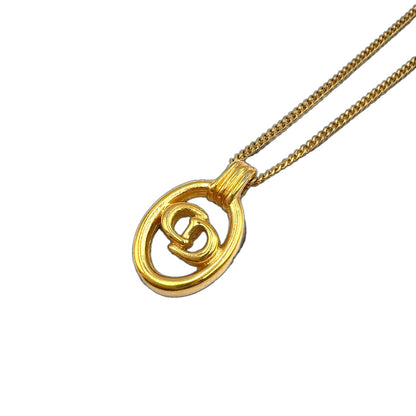 Dior CD Logo Oval Gold Plated Necklace