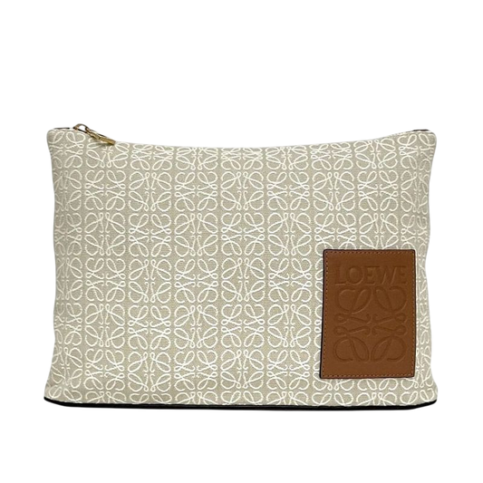 Loewe Clutch Bag Oblong Pouch Natural Beige Brown