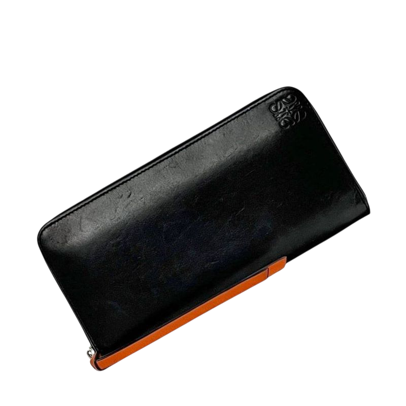 Loewe Round Zipper Long Wallet Rainbow Wallet Black