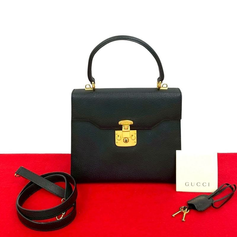 Gucci Vintage Ladylock Leather 2-Way Handbag Shoulder