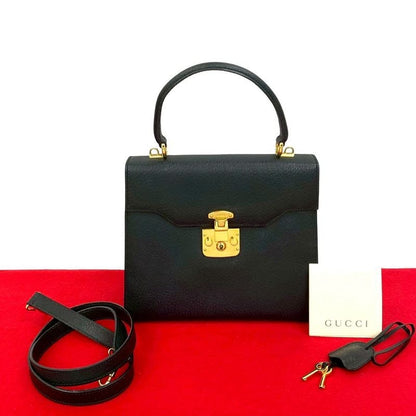 Gucci Vintage Ladylock Leather 2-Way Handbag Shoulder
