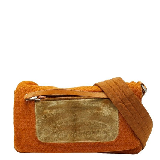 Prada One Shoulder Bag Brown Wool Haraco