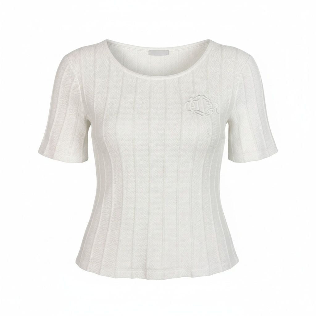 Dior Short Sleeve Knit Summer Sweater Emblem Embroidery M White Cotton
