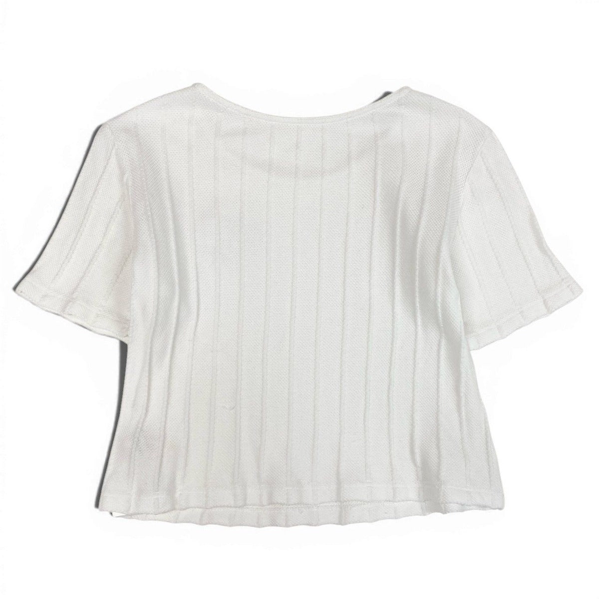 Dior Short Sleeve Knit Summer Sweater Emblem Embroidery M White Cotton — view 3