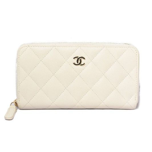 Chanel Wallet Round Zipper Medium Quilted Caviar Leather