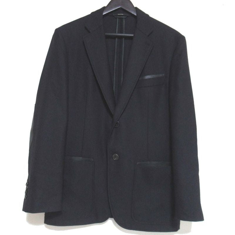 Hermes S Leather Trim Elbow Patch Single Tailored Jacket Size 50