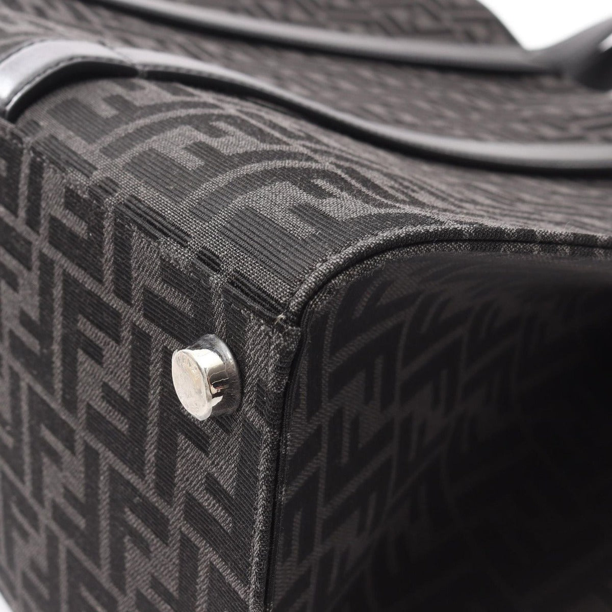 Fendi Tote FF Jacquard Black Gray Canvas Leather — view 5