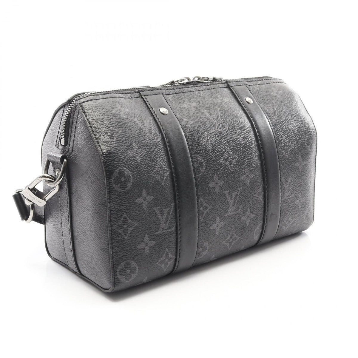 Louis Vuitton Shoulder Bag City Keepall Canvas Leather Gray Black — view 2