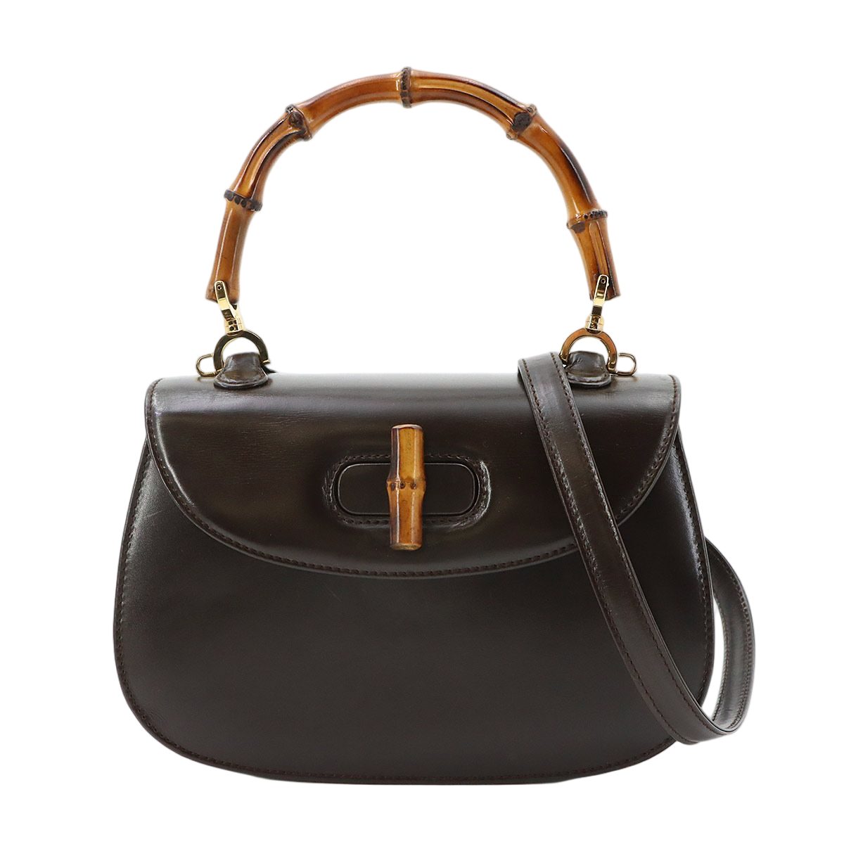 Gucci Bamb 2-Way Bag Leather Brown 000 Gold Vintage