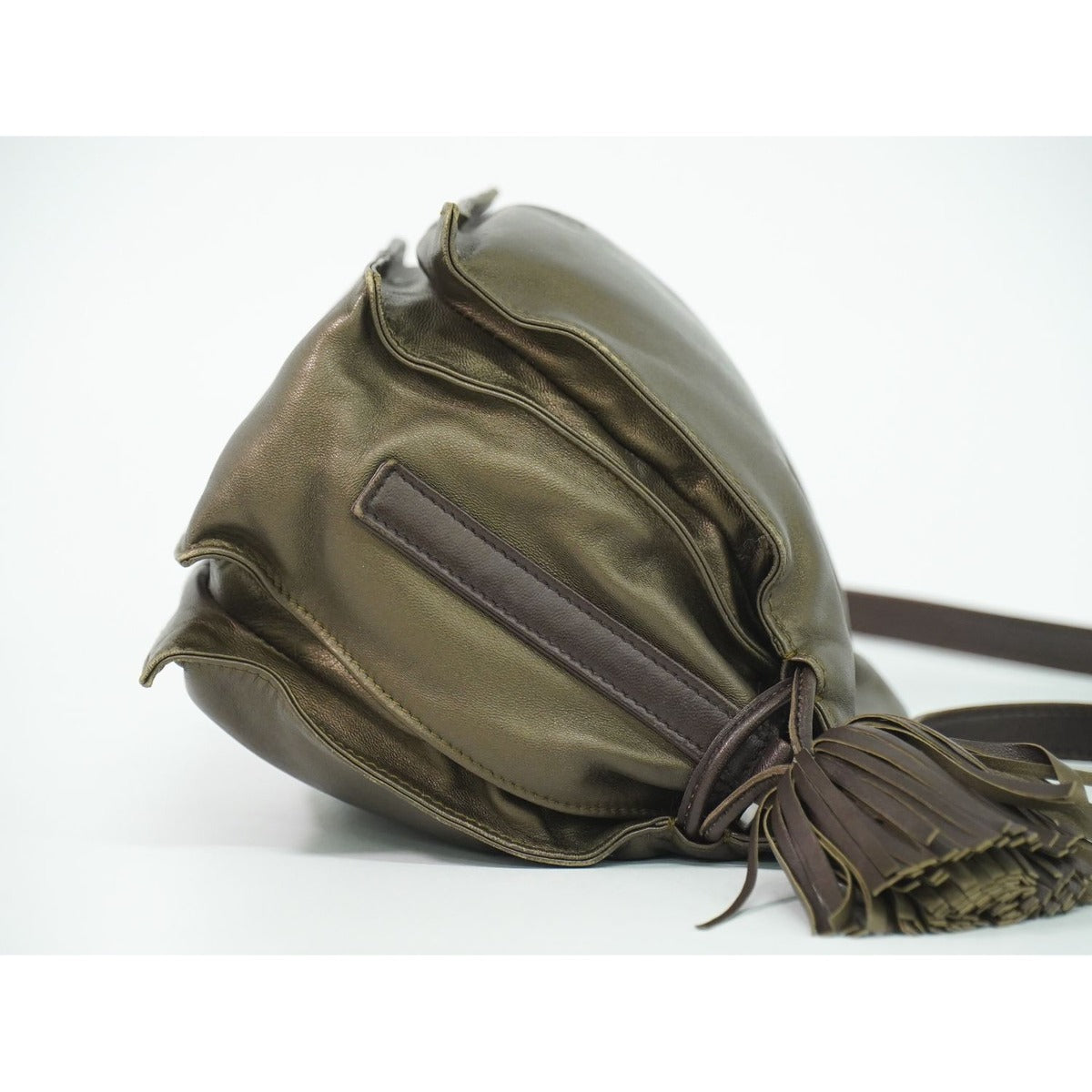 Loewe Flamenco Tassel Shoulder Bag Pochette Leather Bronze — view 4