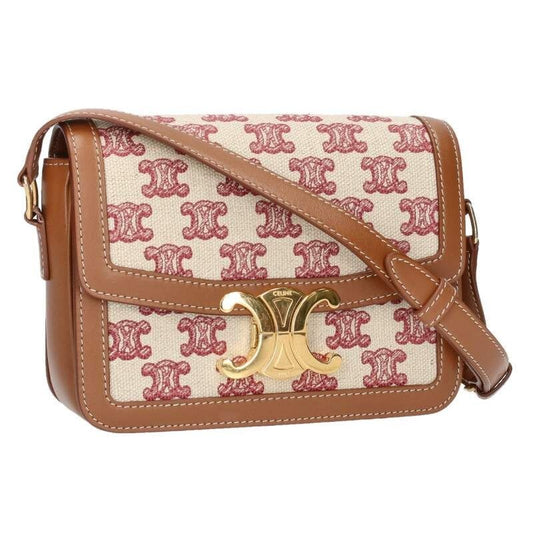 Celine Teen Triomphe Canvas Calfskin Shoulder Bag