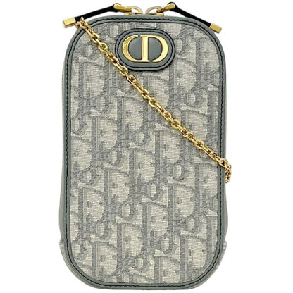 Dior Von Shoulder Chain Bag Oblique 30 Montaigne Utzq Canvas Gray CD