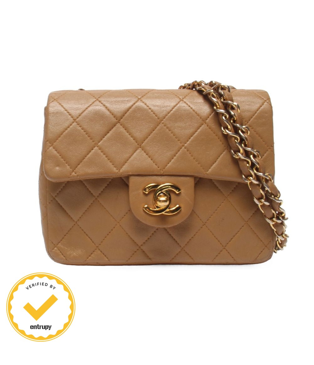 Chanel Chain Shoulder Bag Crossbody Gold Lambskin Quilted
