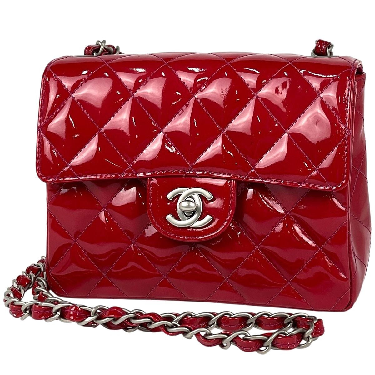 Chanel Mini Quilted Single Flap Chain Shoulder Bag CC Logo Enamel