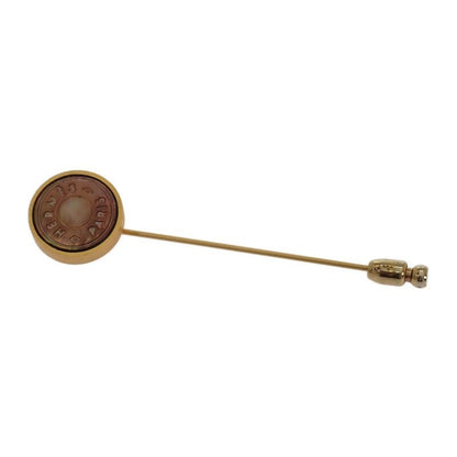 Hermes Shell Pin Brooc Metal Gold Brown Brooch
