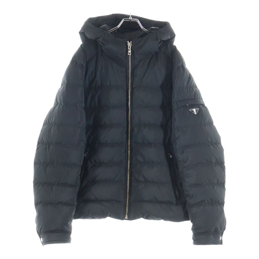 Prada Re-Nylon Triangle Logo Down Jacket Black
