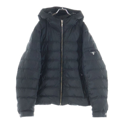 Prada Re-Nylon Triangle Logo Down Jacket Black
