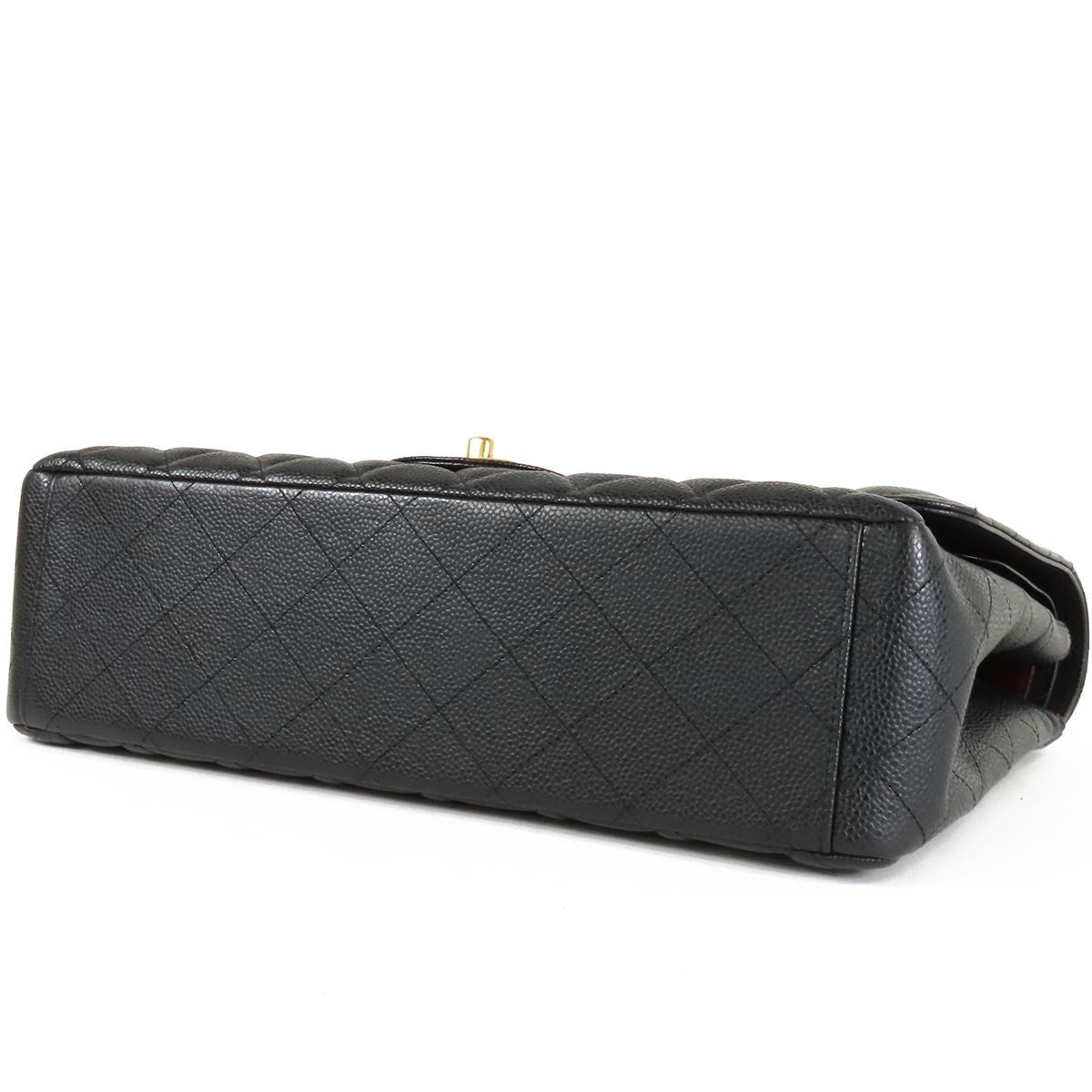 Chanel Double Flap Chain Black Gold Caviar Leather Shoulder Bag — view 3