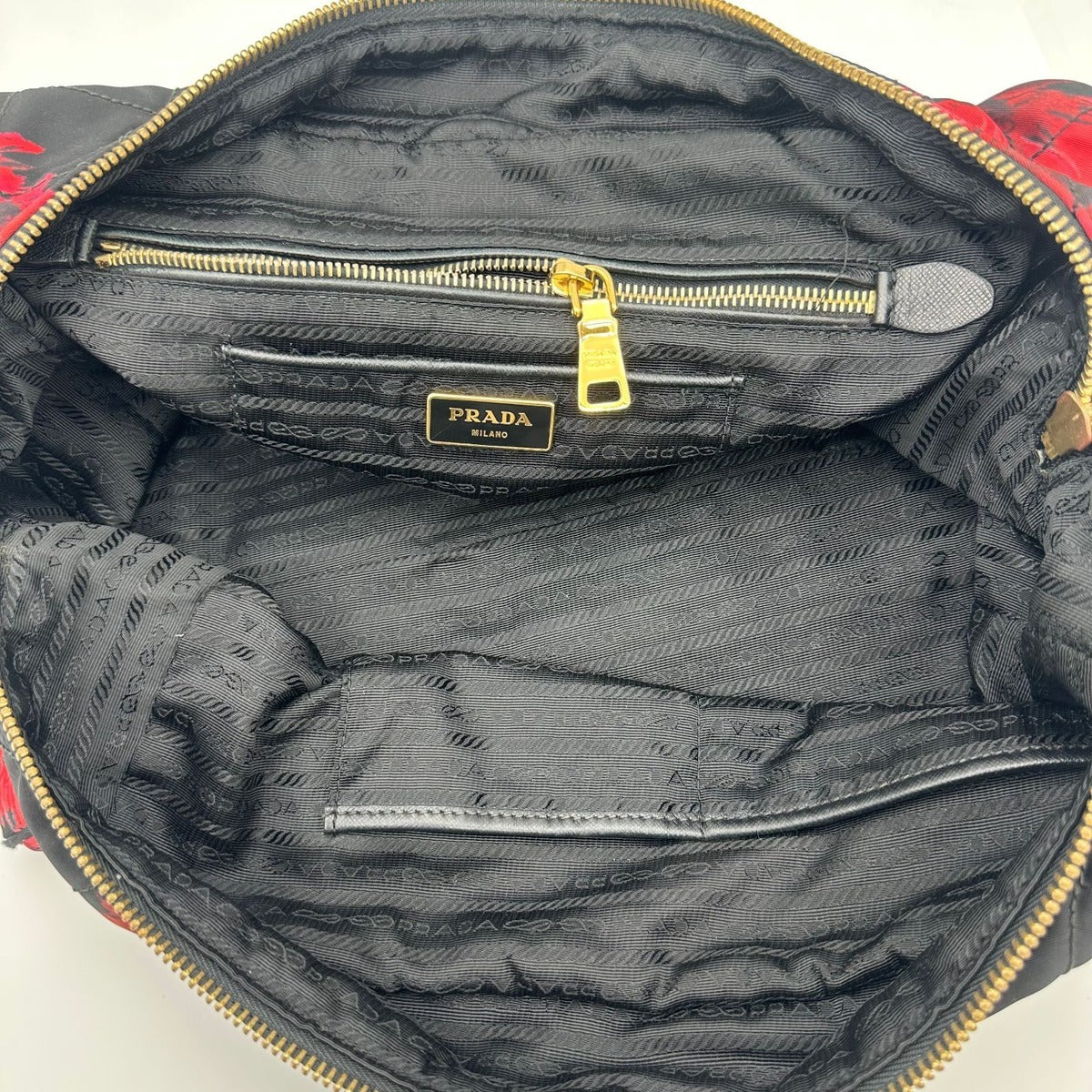 Prada Quilted Chain Shoulder Bag Rose Pattern Black — view 12