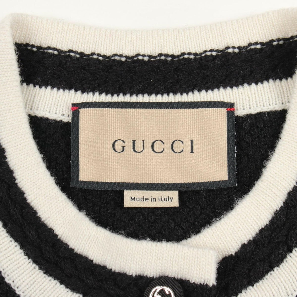 Gucci Cardigan Interlocking Button Black Wool Long — view 3