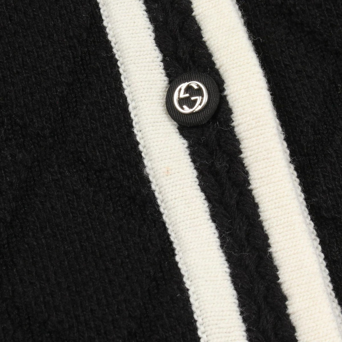 Gucci Cardigan Interlocking Button Black Wool Long — view 5