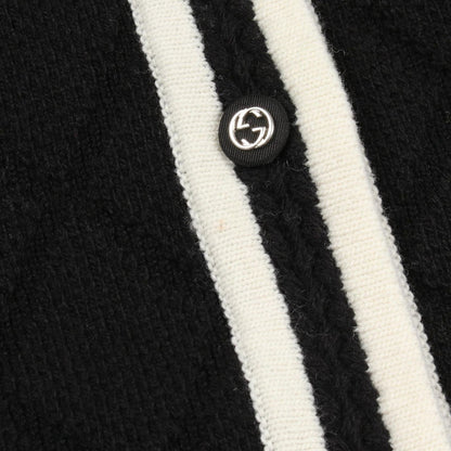 Gucci Cardigan Interlocking Button Black Wool Long — view 5