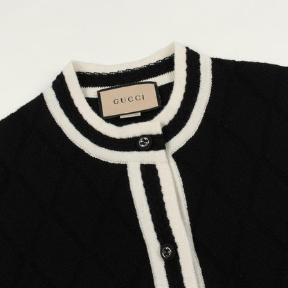 Gucci Cardigan Interlocking Button Black Wool Long — view 7