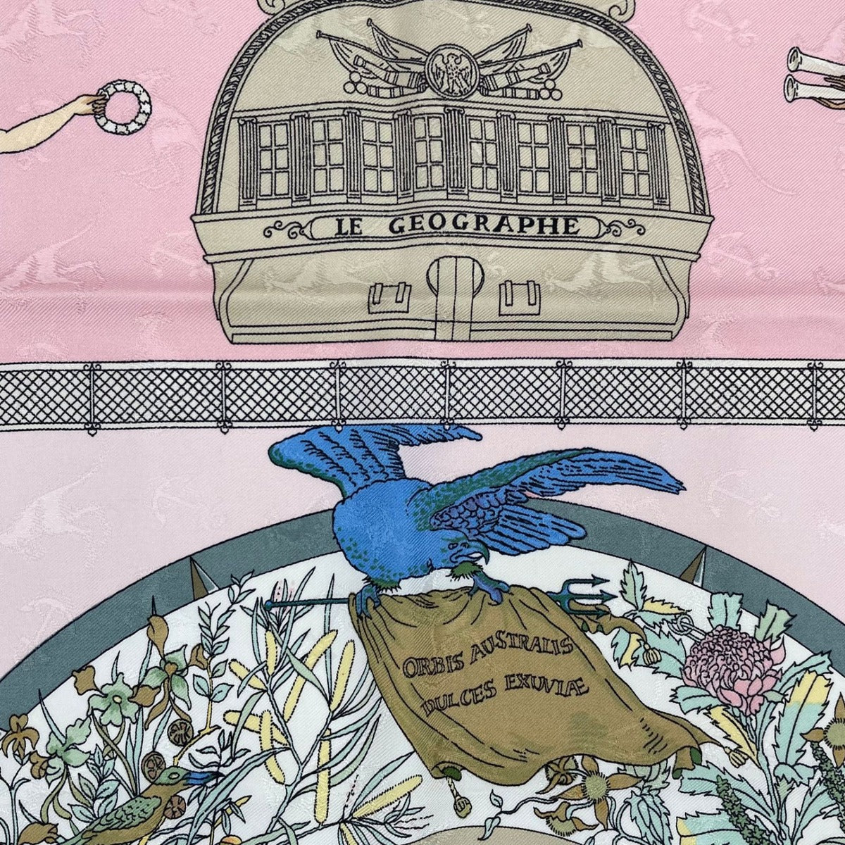 Hermes Scarf Silk Carre 90 le Geographe Geographer Pink — view 6