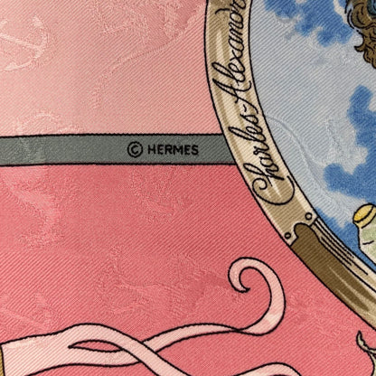 Hermes Scarf Silk Carre 90 le Geographe Geographer Pink — view 9
