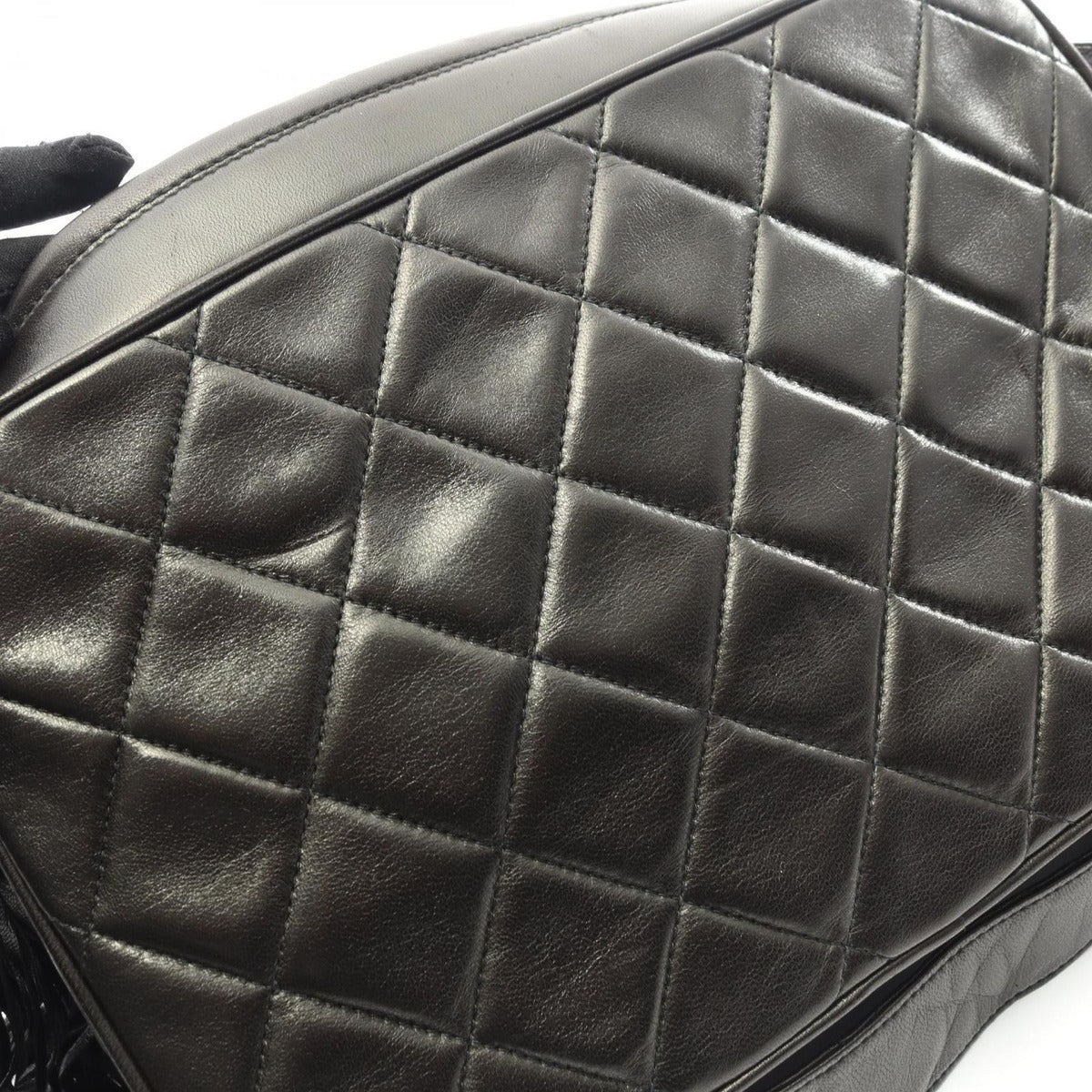 Chanel Shoulder Bag Quilted Black Lambskin Fringe — view 10