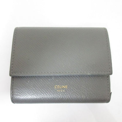 Celine Small Trifold Calfskin Compact Wallet Gray