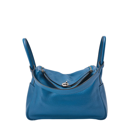 Hermes Lindy 30 2-way Shoulder Bag Taurillon Clemence Blue Baon And Blue Paon