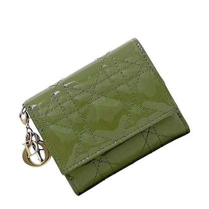 Christian Dior Trifold Wallet Khaki Green Lady Dior