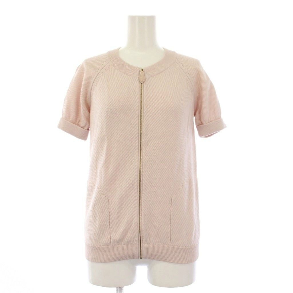 Hermes Knit Cardigan Short Sleeve Zip Up 34 Pink