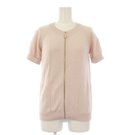 Hermes Knit Cardigan Short Sleeve Zip Up 34 Pink