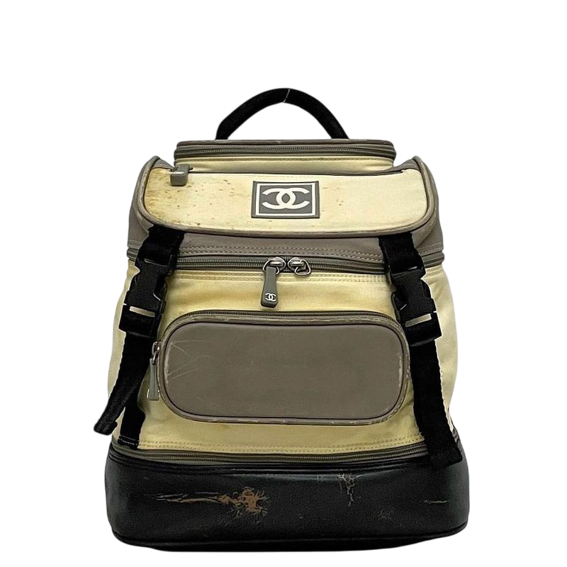 Chanel Backpack Gray White Black Sport A03595 With A Reason