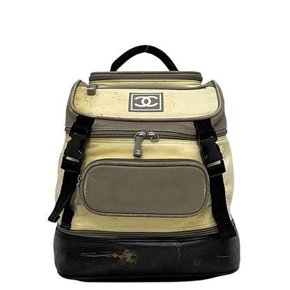 Chanel Backpack Gray White Black Sport A03595 With A Reason