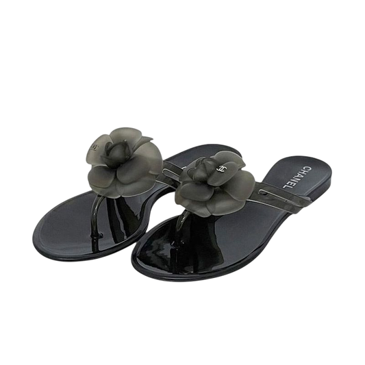 Chanel Sandals Black Camellia G26012x01618 Excellent Condition